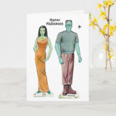 Fun Retro Halloween 🦇 Reproduction Paper Doll Car Kaart (Gele Bloem)