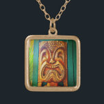 Fun Retro Hawaiian Wood Carving Tiki Foto Goud Vergulden Ketting<br><div class="desc">Wie kan zich verzetten tegen zo'n gezicht? Schommel die eilandstijl telkens wanneer je dit leuke, leuke, hevige, retro Hawaiian wooden tiki draag met een foto-charme ketting. Dit ketting bestaat uit kleine, middelgrote en grote afmetingen, zowel vierkante als cirkelvormen. U kunt dit ketting bestellen in uw keuze uit sterling zilver, verzilverd...</div>