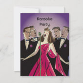 Fun Retro Karaoke Singing Party Social Invitations Kaart (Voorkant)