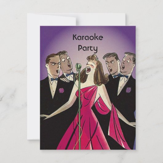 Fun Retro Karaoke Singing Party Social Invitations Kaart (Voorkant)