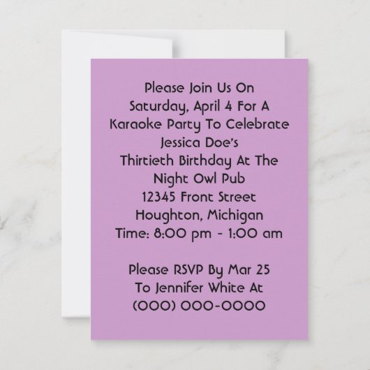 Fun Retro Karaoke Singing Party Social Invitations Kaart (Achterkant)