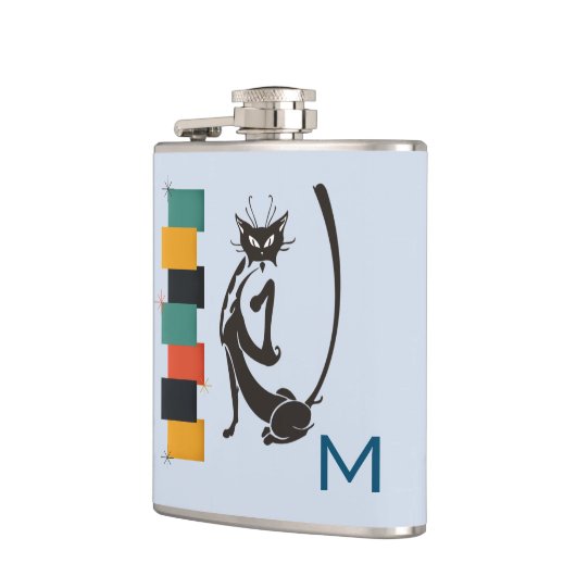 Fun Retro Kat Monogram Mid Century Cat Heupfles (Links)