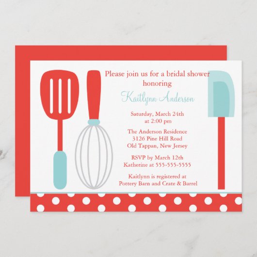 Fun Retro Kitchen Bridal Shower Kaart (Voorkant / Achterkant)