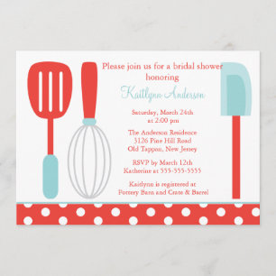Fun Retro Kitchen Bridal Shower Kaart