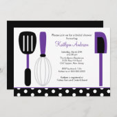 Fun Retro Kitchen Bridal Shower Paars Kaart (Voorkant / Achterkant)