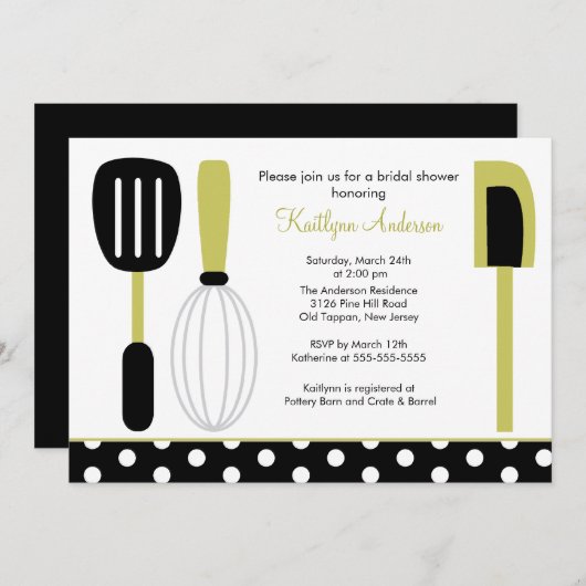 Fun Retro Kitchen Bridal Shower - Uitnodiging groe (Voorkant / Achterkant)