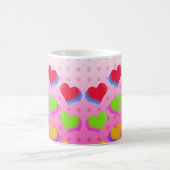 Fun Retro Love Pink Hearts Patroon Koffiemok (Center)