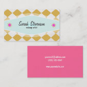 Fun Retro MakeupArtist Gecontroleerd Visitekaartje (Voorkant / Achterkant)