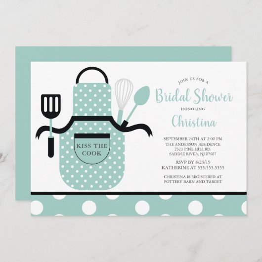 Fun Retro Mint Kitchen Vrijgezellenfeest Kaart (Voorkant / Achterkant)