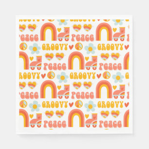 Fun retro Modern hippie gezegden en regenboog Servet
