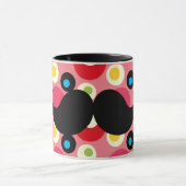 Fun Retro Mustache op Colorful Background 70 Mok (Midden)