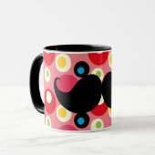 Fun Retro Mustache op Colorful Background 70 Mok (Voorkant links)