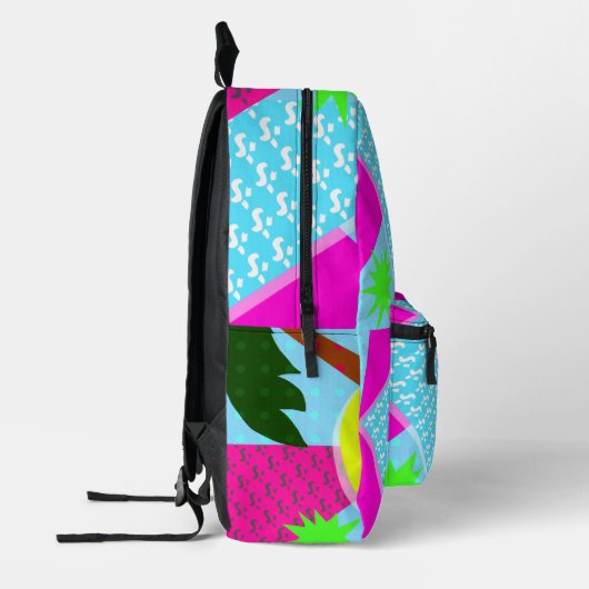Fun Retro Palm Neon Epic Eighties Patroon Bedrukte Rugzak (Links)