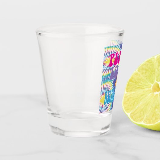Fun Retro Peace Love & Retirement with Tie Dye Shot Glas (Links)