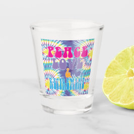 Fun Retro Peace Love & Retirement with Tie Dye Shot Glas