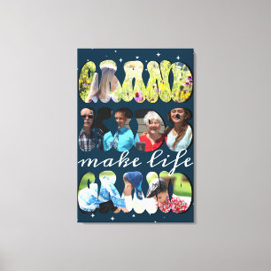 Fun Retro Photo Collage Quote voor grootouders Canvas Afdruk
