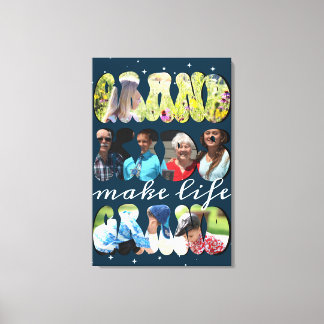 Fun Retro Photo Collage Quote voor grootouders Canvas Afdruk