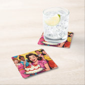 Fun Retro Pop Art Comic Mid-Century Birthday Kartonnen Onderzetters (Insitu)