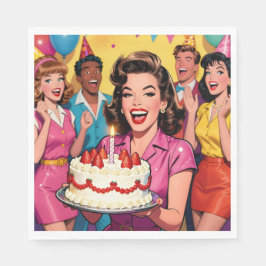 Fun Retro Pop Art Comic Mid-Century Birthday Servet