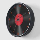 Fun, Retro, Record Album Red en Black Large Clock (Hoek)