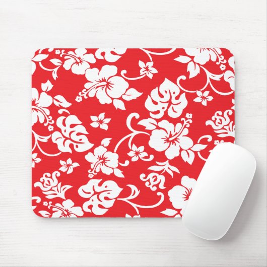 Fun retro Red Hawaiian Print Mousepad Muismat (Met muis)