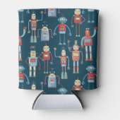 Fun Retro Robot Pattern Blikjeskoeler (Voorkant)