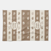 Fun Retro RV Happy Campers in Coffee en Cream Theedoek (Horizontaal)