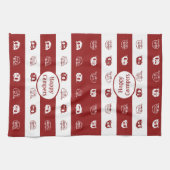 Fun Retro RV Happy Campers in Deep Red en White Theedoek (Horizontaal)