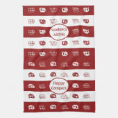 Fun Retro RV Happy Campers in Deep Red en White Theedoek (Verticaal)