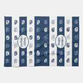 Fun Retro RV Happy Campers in Navy Blue en White Theedoek (Horizontaal)