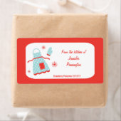 Fun retro-schort uit de keuken van voedseletikette etiket (Insitu)