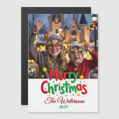 Fun Retro Script Merry Christmas Letterpress Photo (Voorkant / Achterkant)