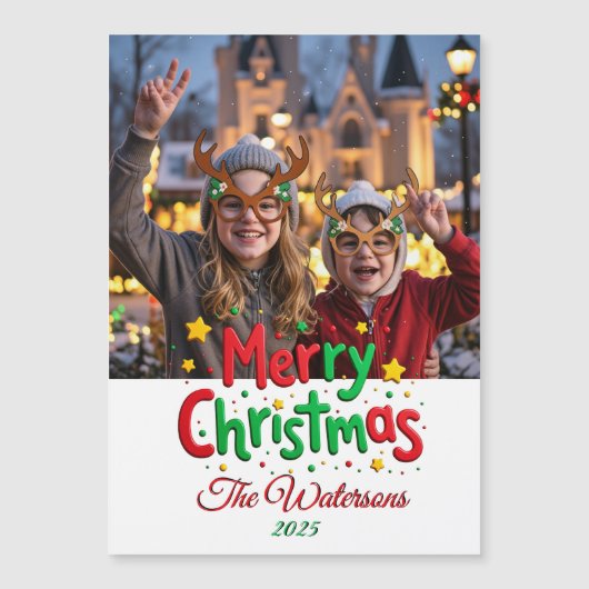Fun Retro Script Merry Christmas Letterpress Photo (Voorkant)