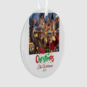 Fun Retro Script Merry Christmas Letterpress Photo Ornament (voorkant)