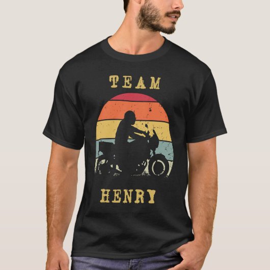Fun Retro Sunset Henry Motorcycle Rider T-shirt (Voorkant)