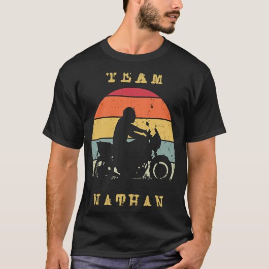 Fun Retro Sunset Nathan Motorcycle Rider T-shirt (Voorkant)