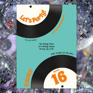 Fun Retro Sweet 16th Birthday Muziek Vinyl Record Kaart