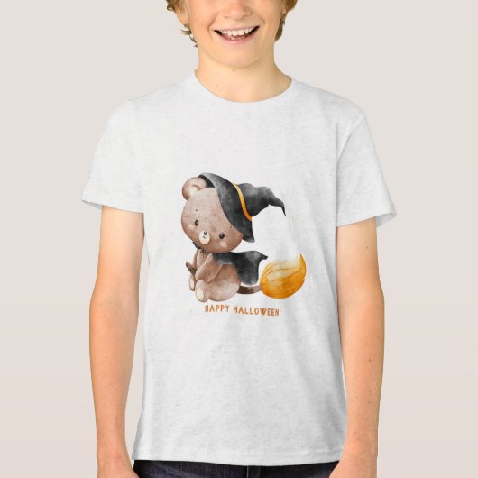 Fun Retro "Trick or Treat" Splash Halloween  Tri-Blend Shirt (Voorkant)