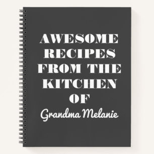 Fun Retro Typografie Black White Grandma Recipe Notitieboek