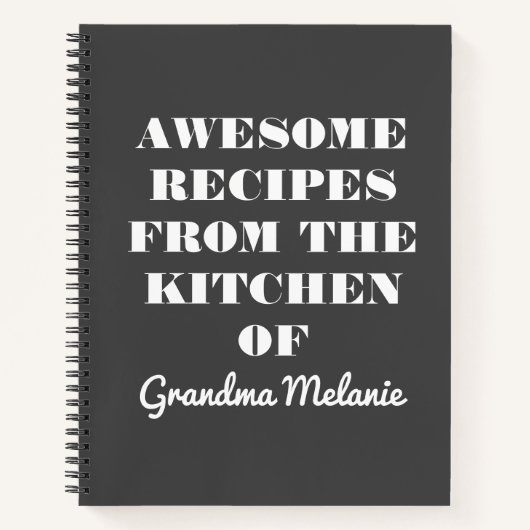 Fun Retro Typografie Black White Grandma Recipe Notitieboek (Voorkant)