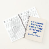 Fun Retro Typografie Cream Blue Grandma Recipe Notitieboek (Binnen)
