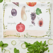 Fun  Retro Typografie Fruits & Vegetables Theedoek (Gevouwen)