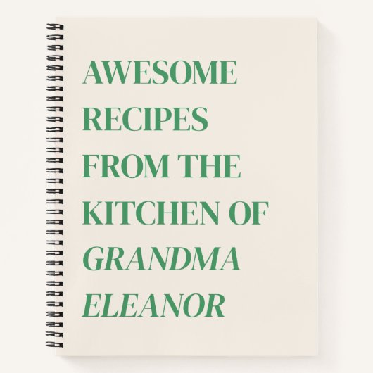Fun Retro Typografie Kelly Green Grandma Recipe Notitieboek (Voorkant)