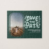 Fun Retro Typography Photo Weddenschap Save the Da