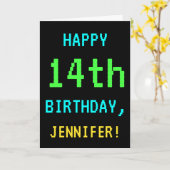 Fun /Retro Video Game 14th Birthday Kaart (Gele Bloem)