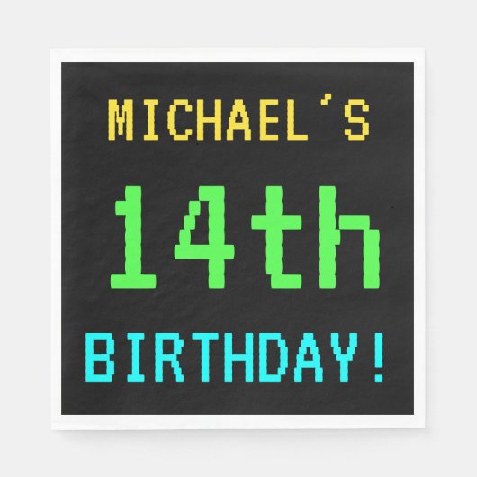 Fun /Retro Video Game 14th Birthday Servet (Voorkant)