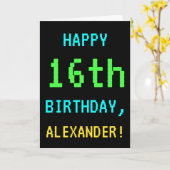 Fun /Retro Video Game 16th Birthday Kaart (Gele Bloem)