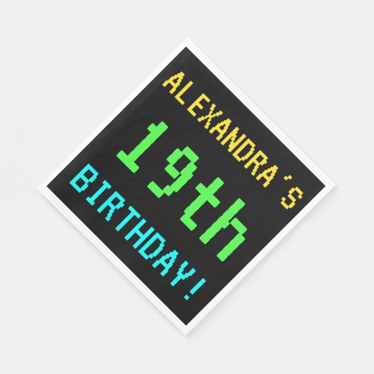 Fun /Retro Video Game 19th Birthday Servet (Hoek)