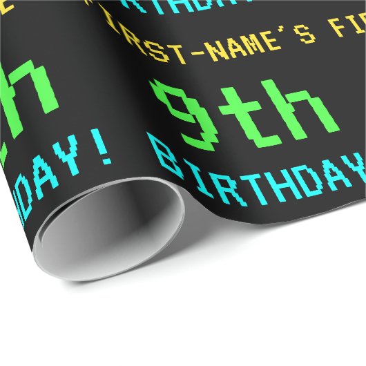 Fun /Retro Video Game: 9-jarig uiterlijk Cadeaupapier (Rol Hoek)