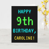 Fun /Retro Video Game: 9-jarig uiterlijk Kaart (Gele Bloem)